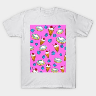 Cute cats and sweets Pattern T-Shirt
